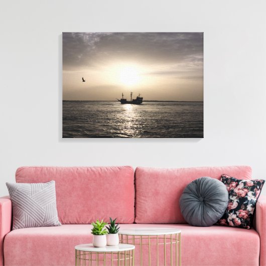 Ghost Ship at Sunset Canvas Afdruk (Insitu (Woonkamer))