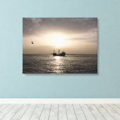 Ghost Ship at Sunset Canvas Print (Insitu (Houten vloer))
