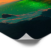 Ghost Ship Painting met Green Sky Sunset Glow Poster (Hoek)