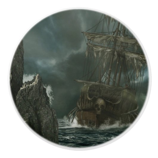 ghost ship with skull keramische knop (Voorkant)