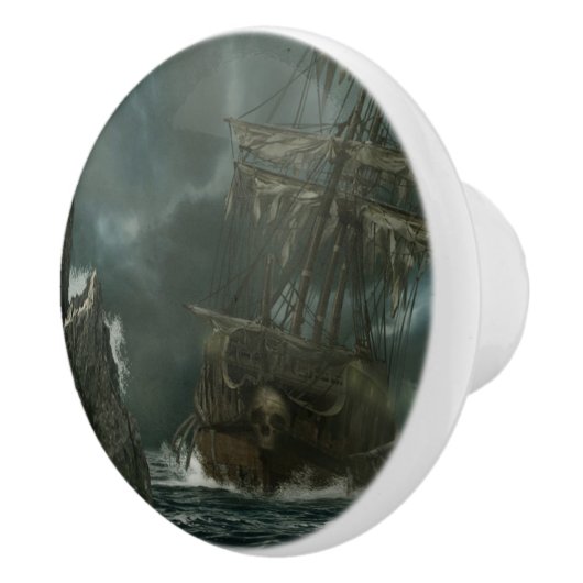 ghost ship with skull keramische knop (Rechts)