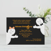 Ghost Siblings Halloween Party Invitation Kaart (Staand voorkant)