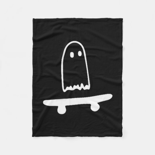 Ghost Skateboard Lazy Halloween Costume Funny Skat Fleece Deken (Voorkant)