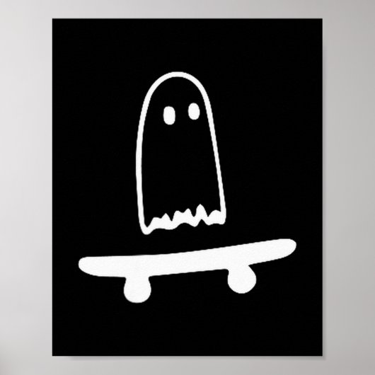 Ghost Skateboard Lazy Halloween Costume Funny Skat Poster (Voorkant)