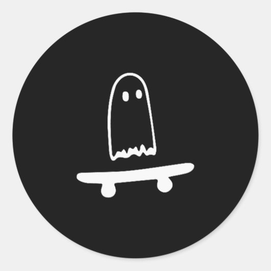 Ghost Skateboard Lazy Halloween Costume Funny Skat Ronde Sticker (Voorkant)