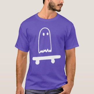 Ghost Skateboard Lazy Halloween Costume Funny Skat T-shirt