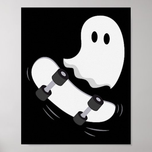 Ghost Skateboard Lazy Halloween Kostuum Leuk Skate Poster (Voorkant)