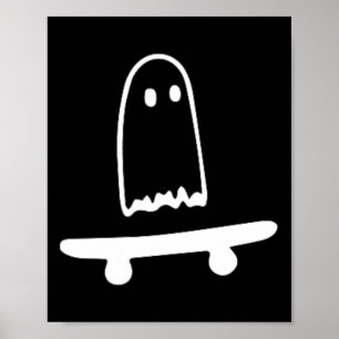 Ghost Skateboard Lazy Halloween Kostuum Leuk Skate Poster