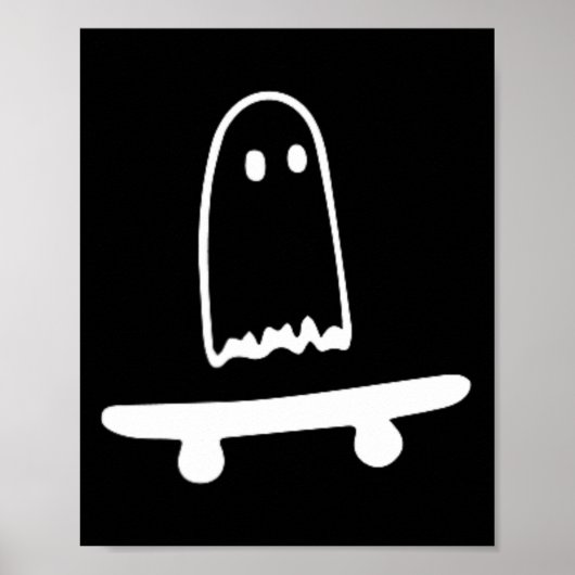 Ghost Skateboard Lazy Halloween Kostuum Leuk Skate Poster (Voorkant)