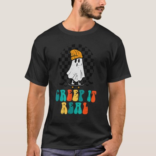 Ghost Skateboard maakt het echte Retro Halloween C T-shirt (Voorkant)