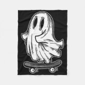 Ghost Skateboarder Blackwork Fleece Deken (Voorkant)