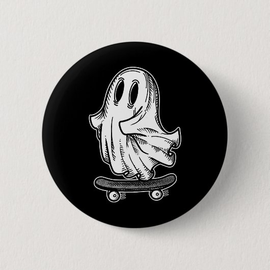Ghost Skateboarder Blackwork Ronde Button 5,7 Cm (Voorkant)