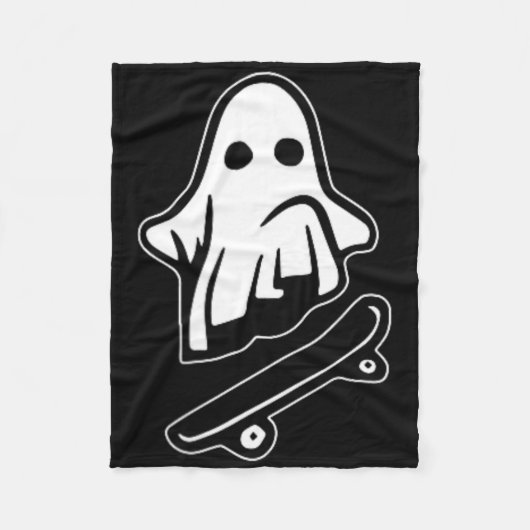 Ghost Skateboarding Halloween Kostuum Grappige Gee Fleece Deken (Voorkant)