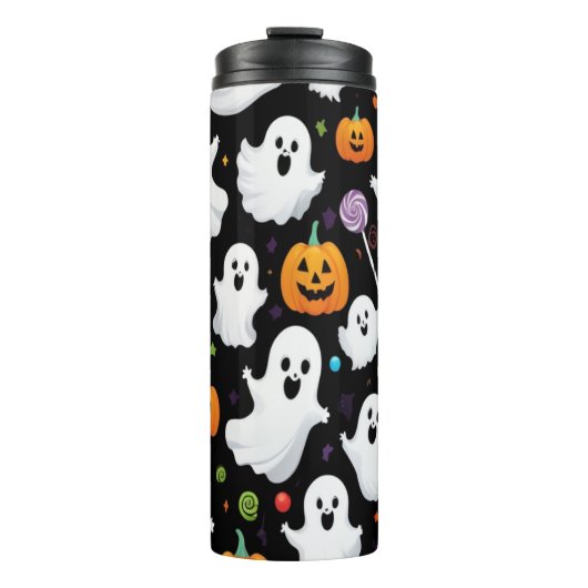 Ghost Snoep Halloween Zwart Thermosbeker (Voorkant)