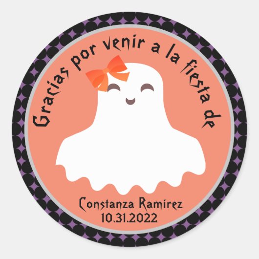 Ghost Spaans Halloween Gracias Hartelijk dank Ronde Sticker (Voorkant)