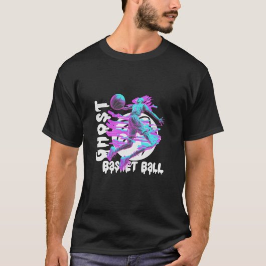 Ghost spelen basketbal halloween t-shirt (Voorkant)