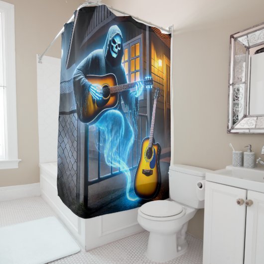 Ghost Spelen De Gitaar Douchegordijn (In situ)