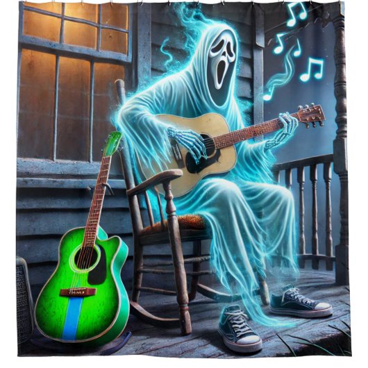 Ghost Spelen De Gitaar Douchegordijn (Voorkant)