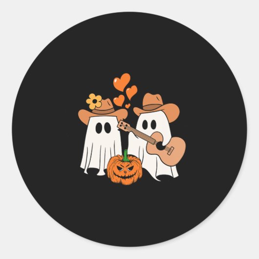 Ghost spelen gitaar voor Halloween liefhebbers Ronde Sticker (Voorkant)