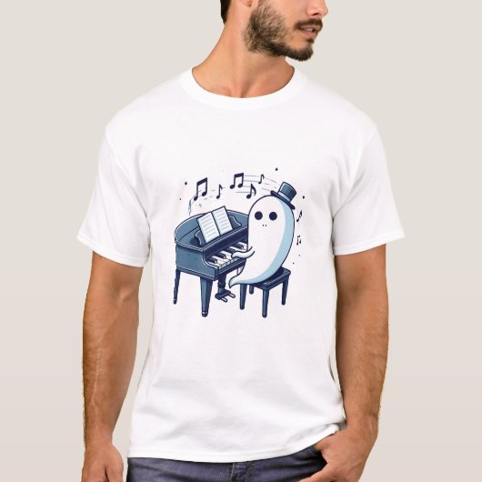 Ghost spelen piano grappig t-shirt (Voorkant)