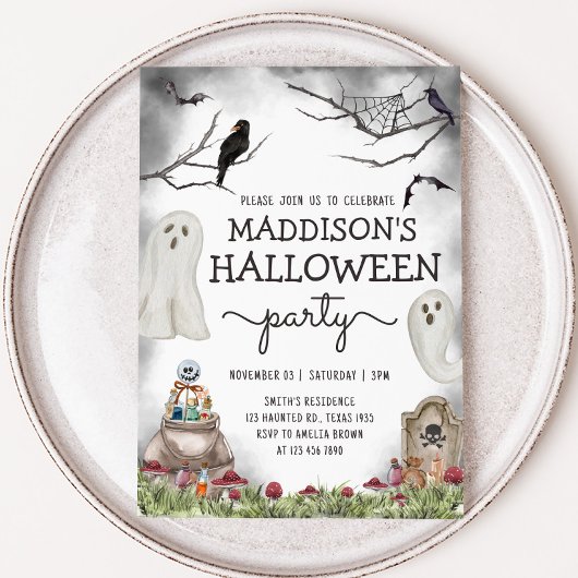 Ghost Spooky Halloween Verjaardagsfeest Kaart