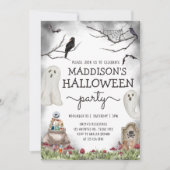 Ghost Spooky Halloween Verjaardagsfeest Kaart (Voorkant)