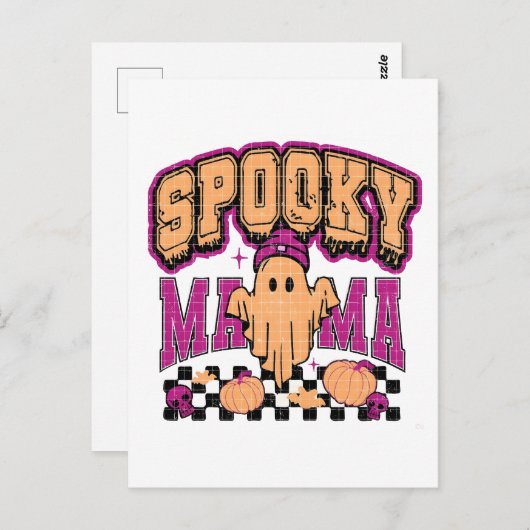 Ghost Spooky Mama Retro Halloween  Design Briefkaart (Voorkant / Achterkant)