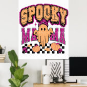 Ghost Spooky Mama Retro Halloween  Design Poster (Thuiskantoor)