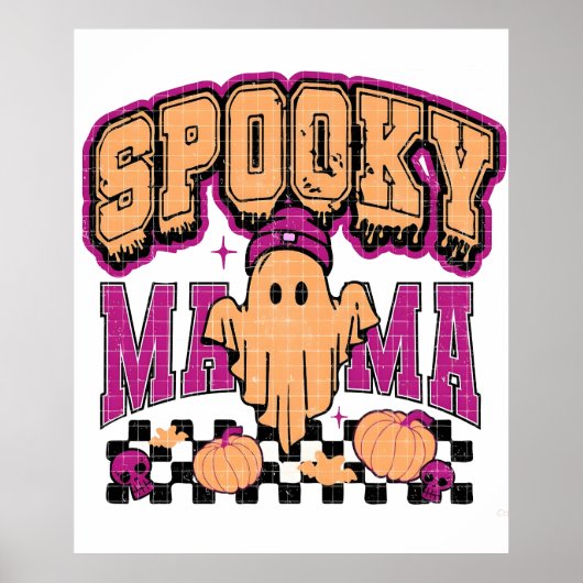 Ghost Spooky Mama Retro Halloween  Design Poster (Voorkant)