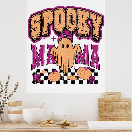 Ghost Spooky Mama Retro Halloween Design Poster (Keuken)