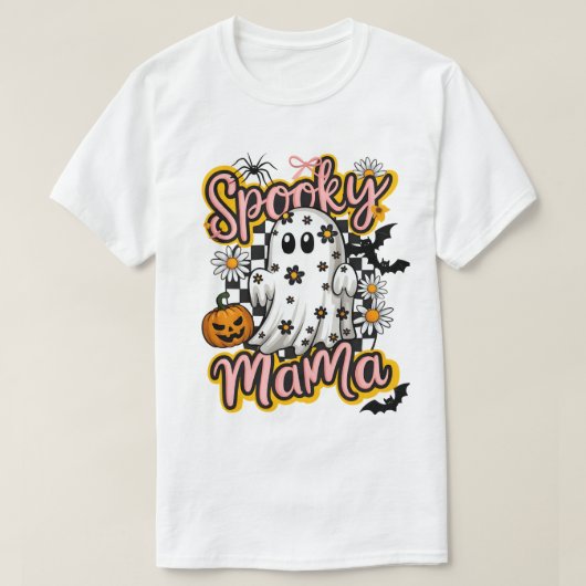 Ghost Spooky Mama Retro Halloween  Design T-shirt (Design voorkant)