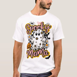 Ghost Spooky Mama Retro Halloween  Design T-shirt