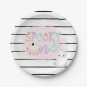 Ghost Spooky One Pastel Roze Halloween Verjaardag Papieren Bordje (Voorkant)