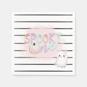 Ghost Spooky One Pastel Roze Halloween Verjaardag Servet (Voorkant)