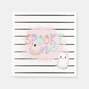 Ghost Spooky One Pastel Roze Halloween Verjaardag Servet