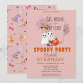 Ghost Spooky Party verjaardagsuitnodiging Kaart (Voorkant / Achterkant)