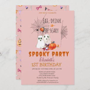 Ghost Spooky Party verjaardagsuitnodiging Kaart