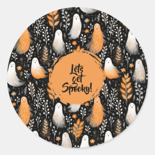 Ghost spooky schattig Halloween zwart sinaasappel Ronde Sticker