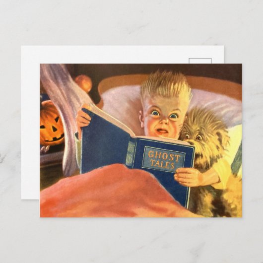 Ghost Stories Scared Boy en Dog Briefkaart (Voorkant / Achterkant)