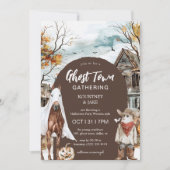 Ghost Town Gathering Westerse Halloweenfeest Kaart (Voorkant)