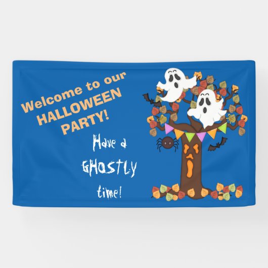 Ghost Tree Halloween Spandoek (Horizontaal)