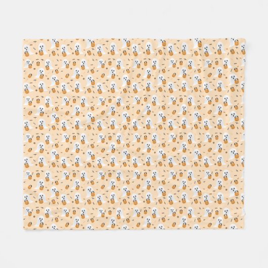Ghost Trick of Snoep Pattern Sinaasappel behandele Fleece Deken (Voorkant (Horizontaal))