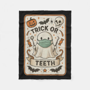 Ghost Trick of Teeth Tandheelkundige Tarot Kaart H Fleece Deken
