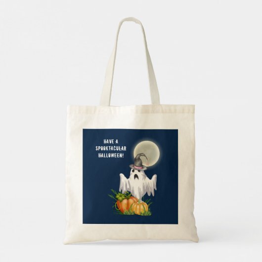 Ghost Trick or treat | Spooktaculaire halloween Tote Bag (Achterkant)