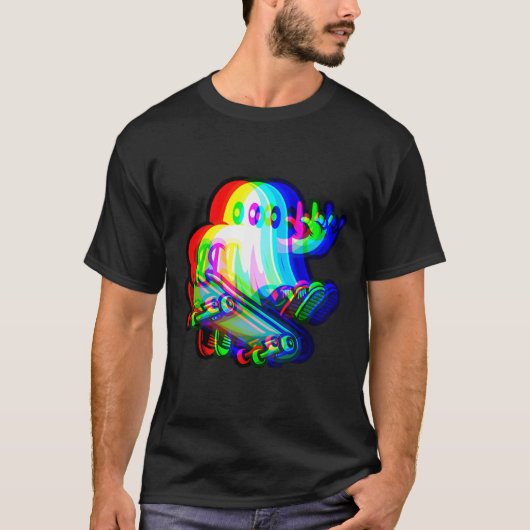 Ghost Trippy Vaporwave Halloween Techno Rave EDM T-shirt (Voorkant)
