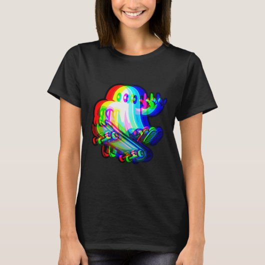 Ghost Trippy Vaporwave Halloween Techno Rave EDM T-shirt (Voorkant)
