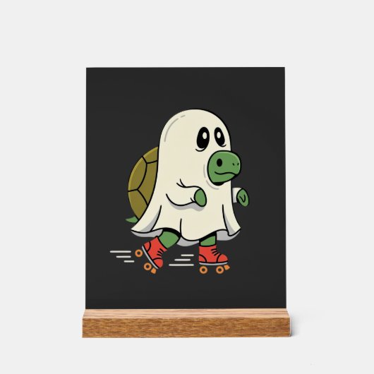 Ghost Turtle Roller Skates Halloween Design_1 Acryl Bord (Voorkant)