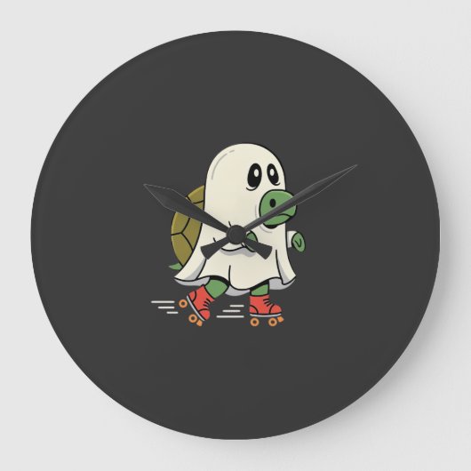 Ghost Turtle Roller Skates Halloween Design_1 Grote Klok (Voorkant)