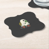Ghost Turtle Roller Skates Halloween Design_1 Kartonnen Onderzetters (Gekanteld)
