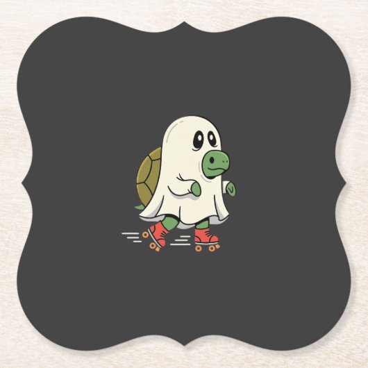Ghost Turtle Roller Skates Halloween Design_1 Kartonnen Onderzetters (Voorkant)